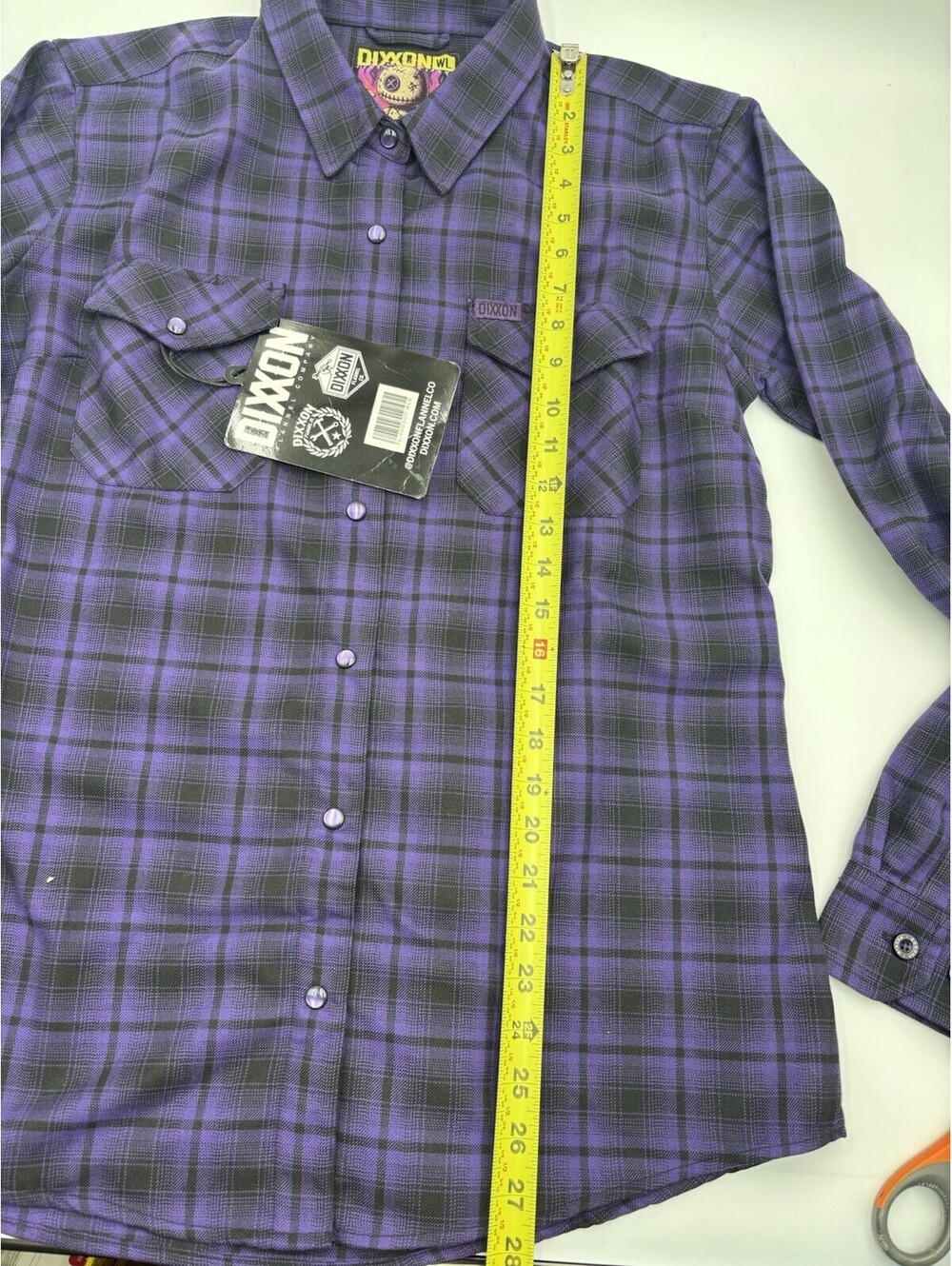 Dixxon Flannel Voodoo Women’s Large Purple and Black Plaid Patterned New! - Picture 8 of 9